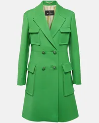 Etro Cappotto doppiopetto in lana vergine Verde