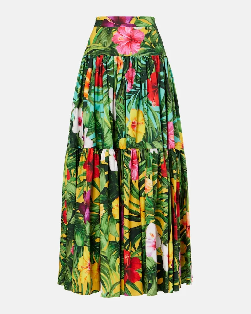 Dolce & Gabbana Gonna lunga in cotone con stampa floreale Multicolore
