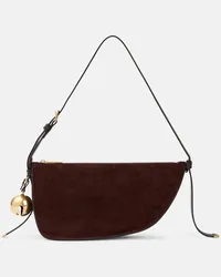 Burberry Borsa a spalla Shield Small in suede Marrone