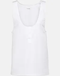 Saint Laurent Tank top in popeline di cotone Bianco