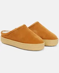 Isabel Marant Slippers Fozee in suede e shearling Marrone