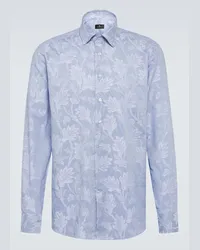 Etro Camicia in cotone con stampa paisley Blu