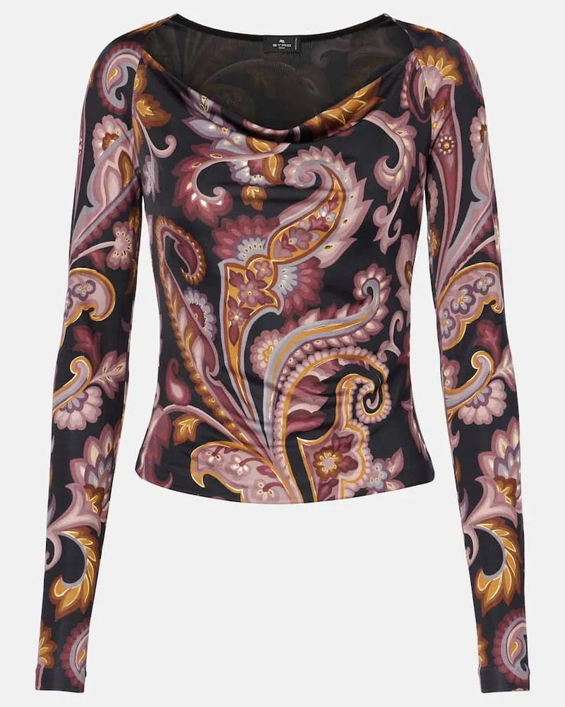 Etro Top in jersey con stampa paisley Multicolore