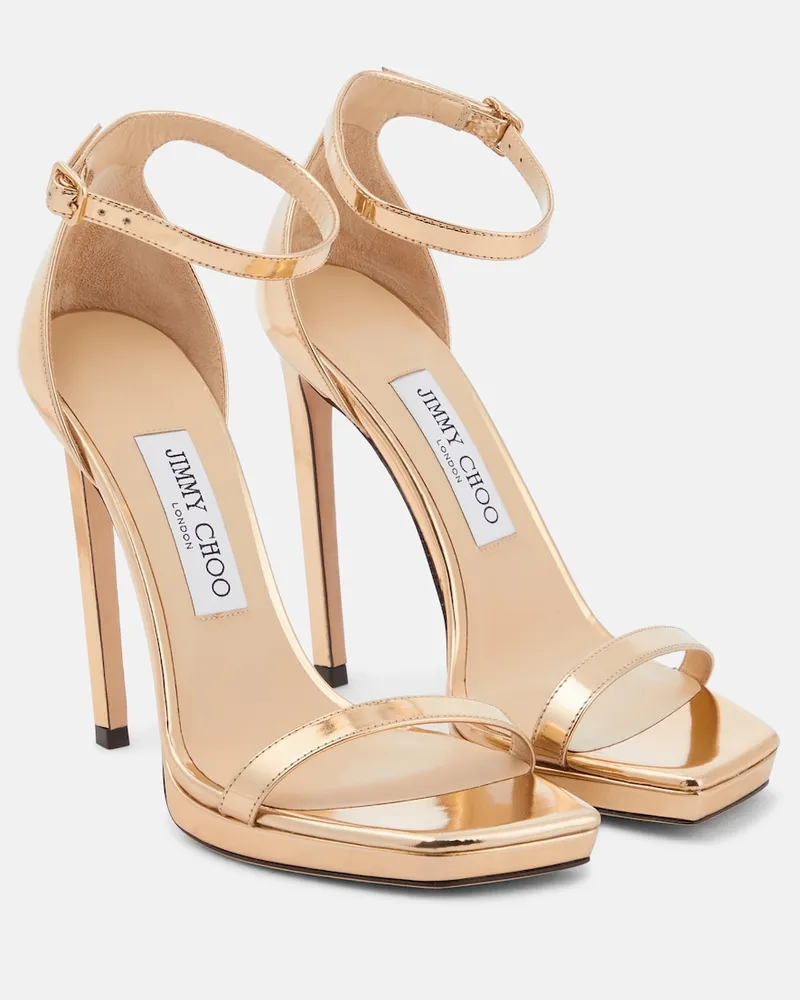 Jimmy Choo Sandali Alva in pelle metallizzata Metallizzato