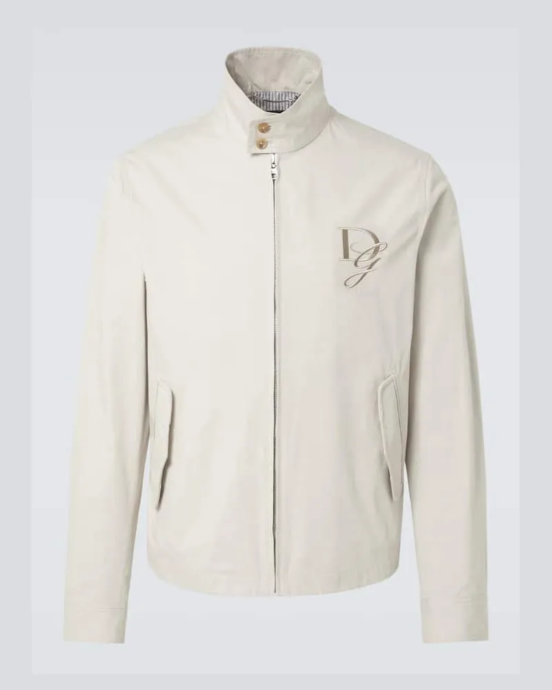 Dolce & Gabbana Giacca DG in cotone con ricamo Beige