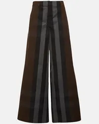 Burberry Pantaloni a gamba larga in canvas Marrone