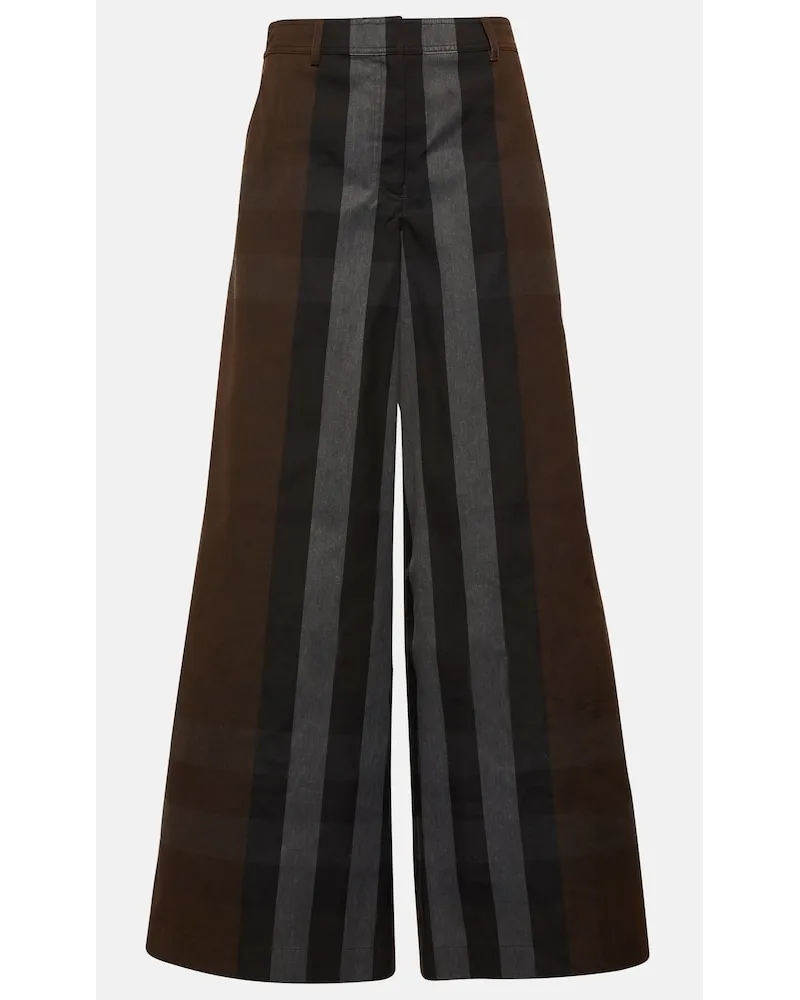 Burberry Pantaloni a gamba larga in canvas Marrone