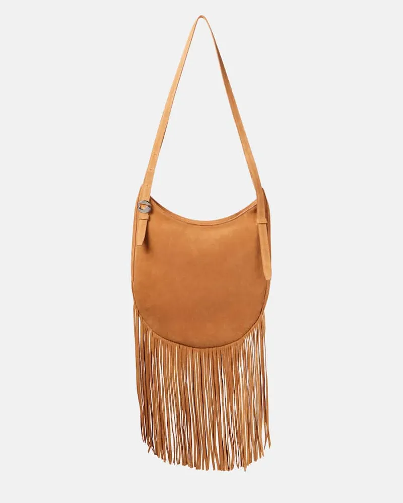 COPERNI Borsa a spalla in suede con frange Marrone