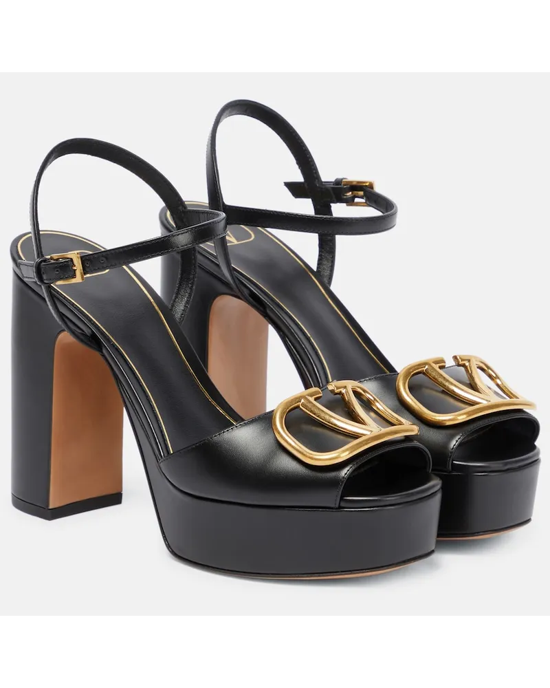 Valentino Garavani Sandali con platform VLogo in pelle Nero
