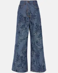 Etro Jeans a gamba larga in jacquard Blu