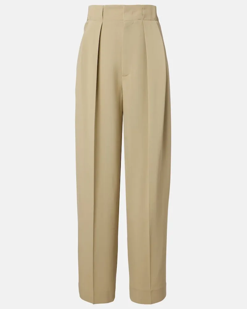Victoria Beckham Pantaloni tapered plissé Beige