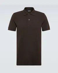 Tom Ford Polo in piqué di cotone Marrone