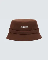 Jacquemus Cappello da pescatore in canvas di cotone con logo Marrone