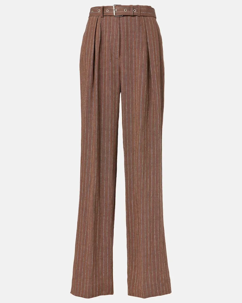 Dries van Noten Pantaloni a gamba larga in misto lino Marrone