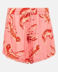 FARM Rio Shorts Lobsters in misto lino con stampa Rosa