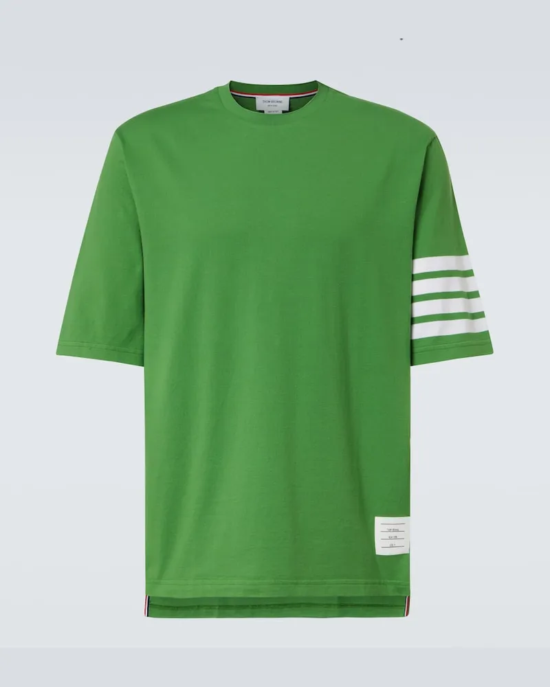 Thom Browne T-shirt 4-Bar in jersey di cotone Verde