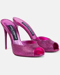 Dolce & Gabbana Sandali in raso con cristalli Rosa