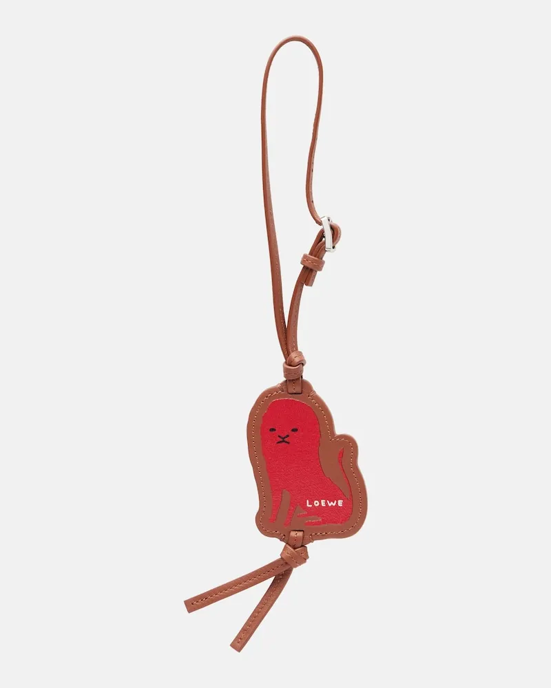 Loewe Charm per borsa Lion in pelle Marrone