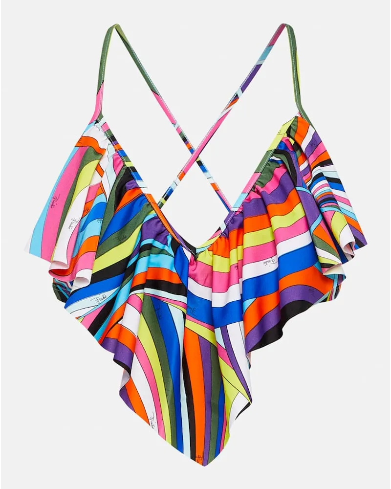 Emilio Pucci Top bikini Iride con volant Multicolore