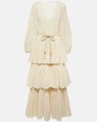 Zimmermann Abito midi Waverly Tiered misto cotone Beige