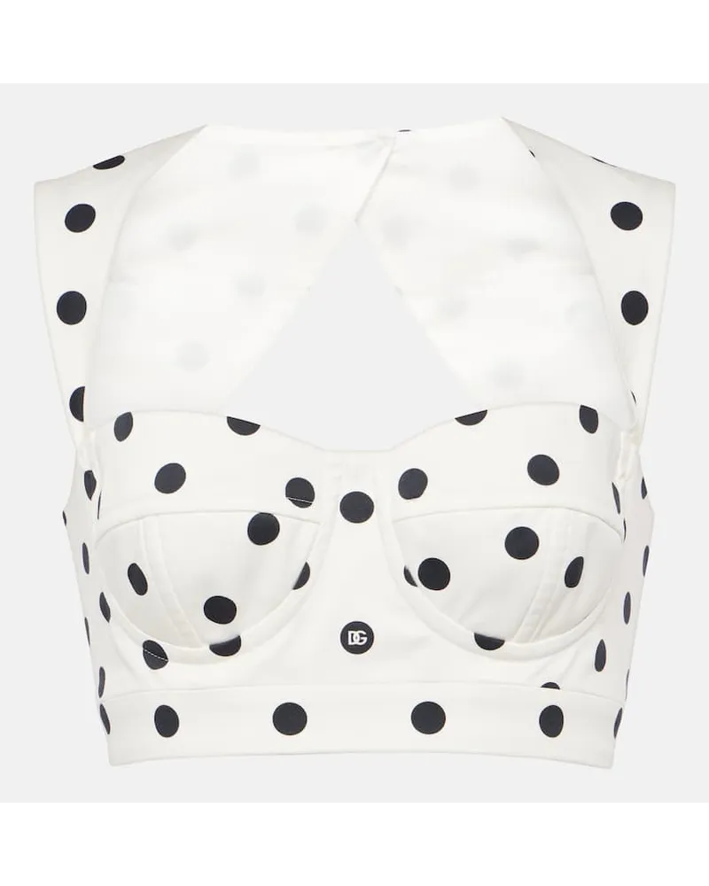 Dolce & Gabbana Top cropped in drill di misto cotone a pois Multicolore