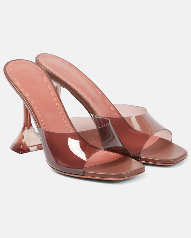 Amina Muaddi Mules Lupita Glass 95 in PVC Marrone