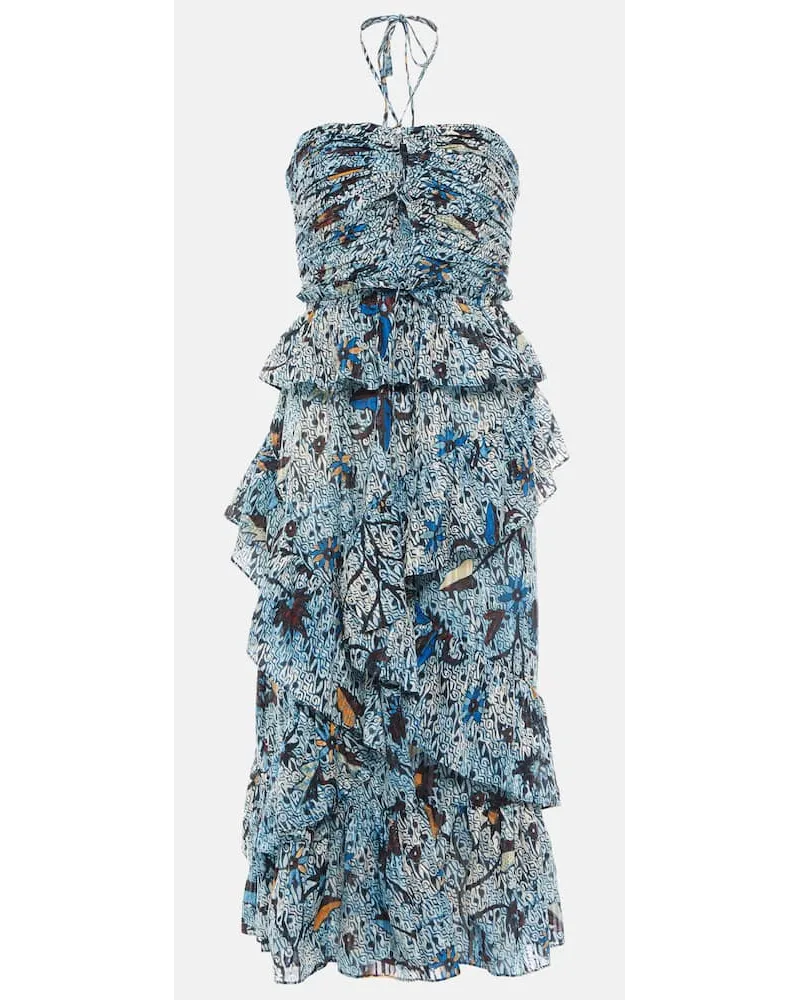 Ulla Johnson Abito midi Simona in misto cotone Blu