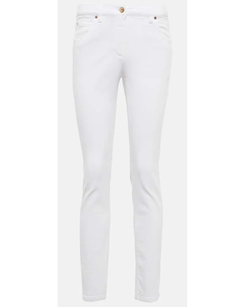 Brunello Cucinelli Jeans slim a vita media Bianco