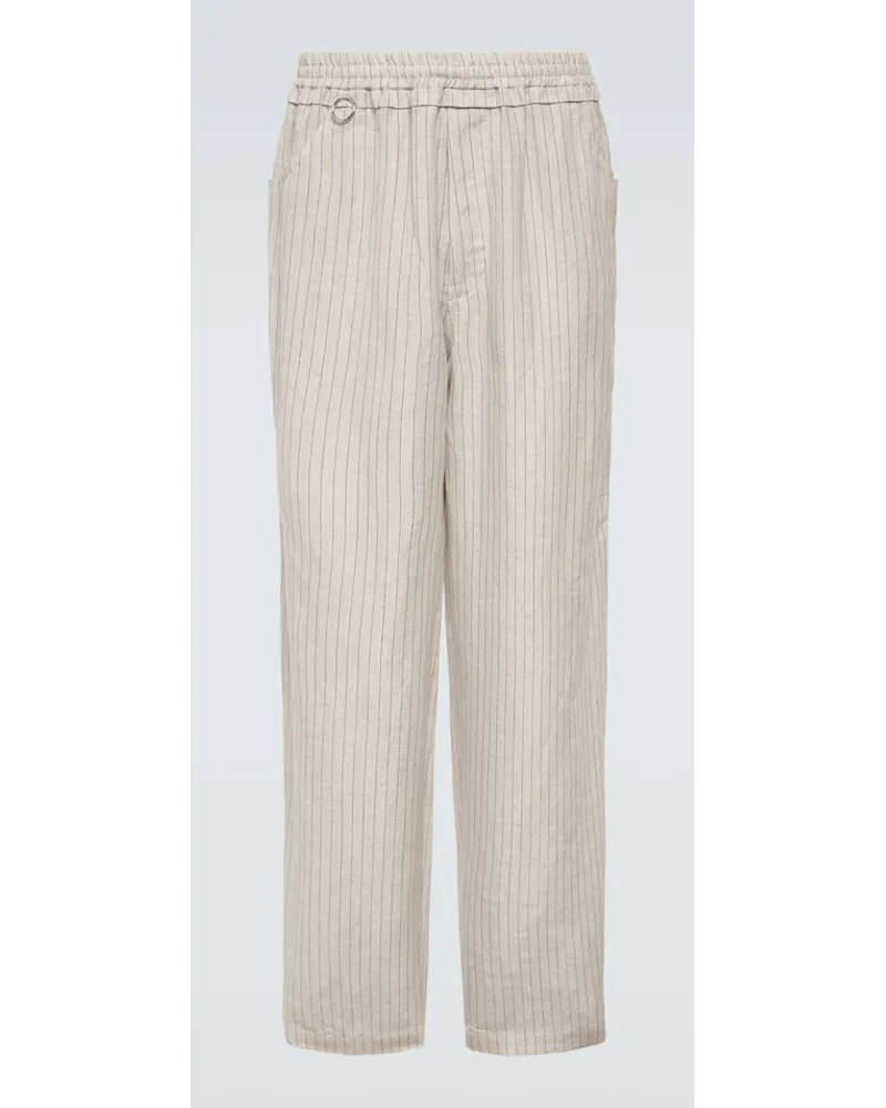 Undercover Pantaloni a gamba larga in lino e lana Bianco