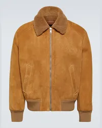 Prada Bomber in suede con shearling Marrone