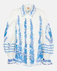 FARM Rio Blusa Blue Yard in cotone con stampa Bianco