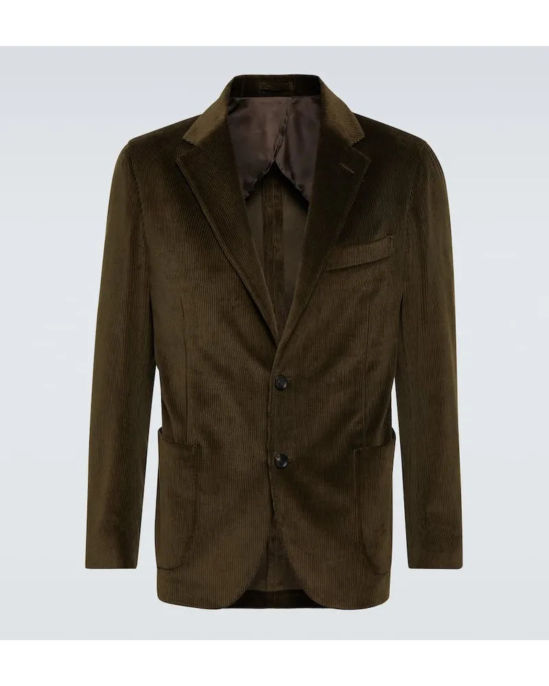 LARDINI Blazer monopetto in velluto a coste Verde