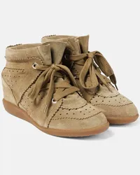 Isabel Marant Sneakers Bobby in suede con zeppa Grigio