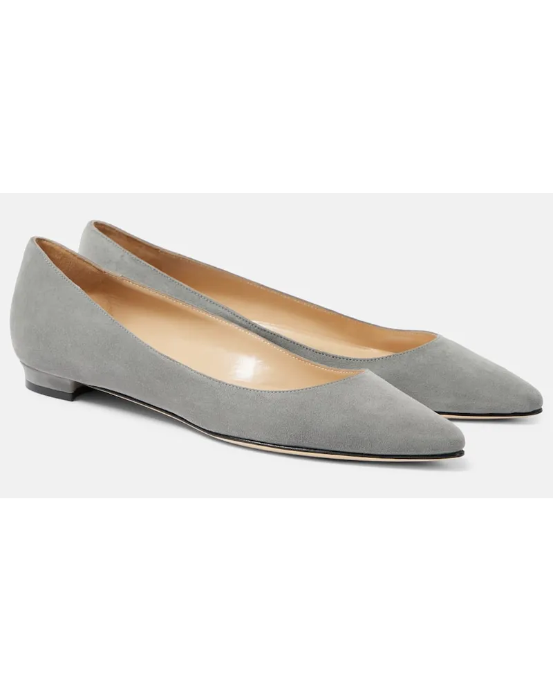 Manolo Blahnik Ballerine Lanza BB in suede Grigio