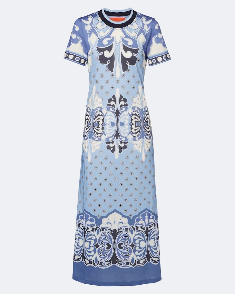 La DoubleJ Abito midi Sporty Swing in jersey di cotone Blu