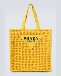 Prada Borsa in crochet con logo Giallo