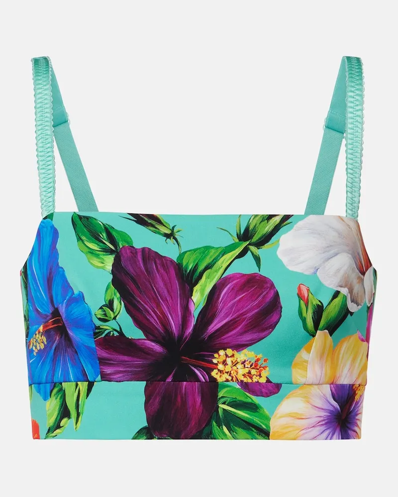Dolce & Gabbana Top cropped in misto seta con stampa floreale Multicolore