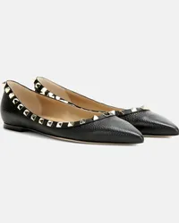 Valentino Garavani Ballerine Rockstud in pelle Nero