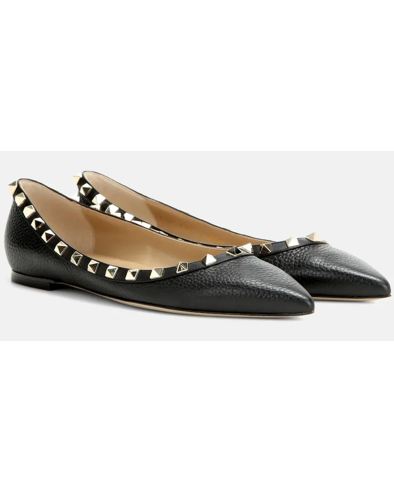 Valentino Garavani Ballerine Rockstud in pelle Nero