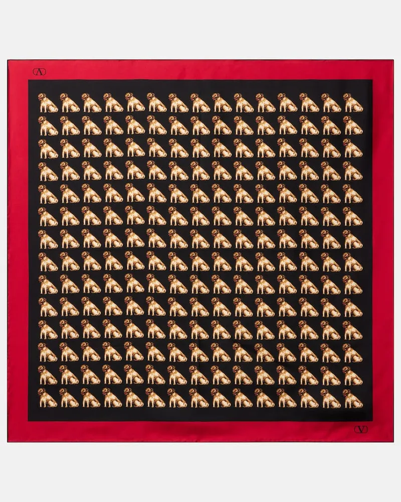 Valentino Garavani Foulard Petit Charles in seta Nero