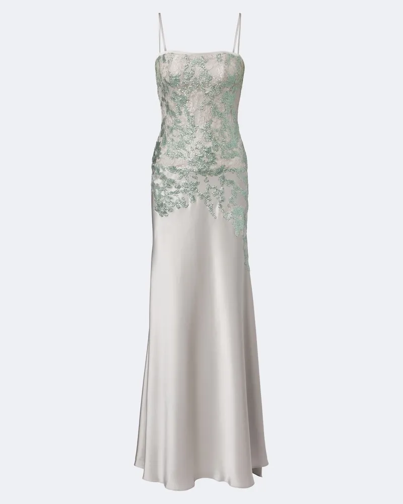 COSTARELLOS Abito lungo Jennan in pizzo e satin Verde