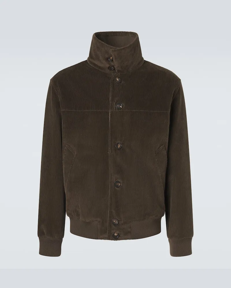 Loro Piana Bomber Merremma in velluto a coste di cotone Marrone