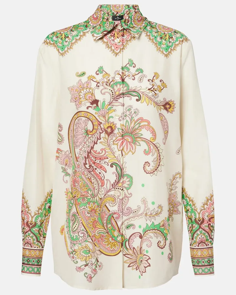 Etro Camicia in cotone e seta con stampa Multicolore
