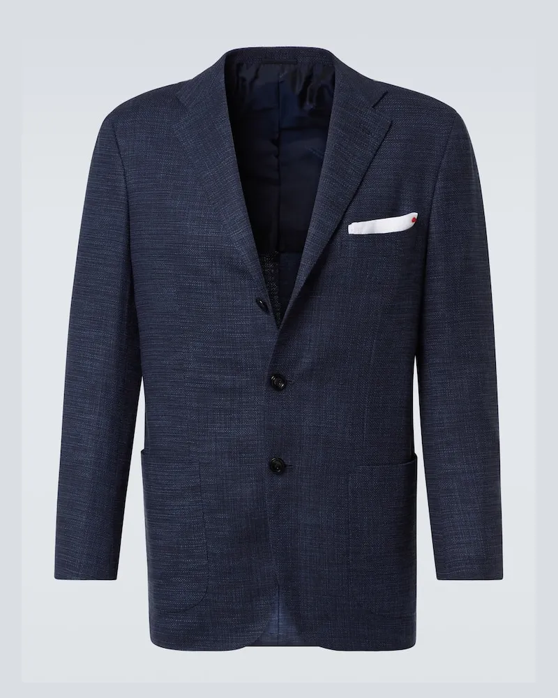 Kiton Blazer in misto lana, seta e cotone Blu