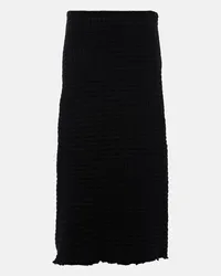 Jil Sander Gonna midi in cotone bouclé Nero