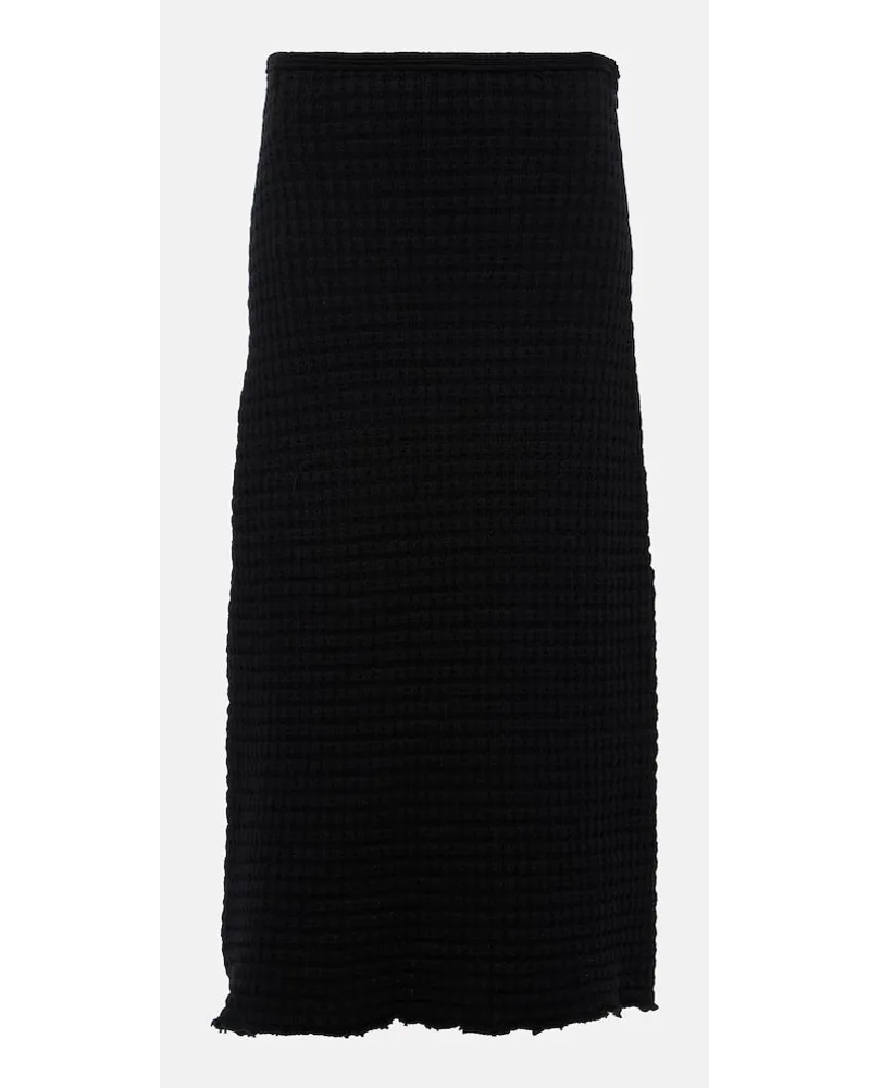 Jil Sander Gonna midi in cotone bouclÃ Nero