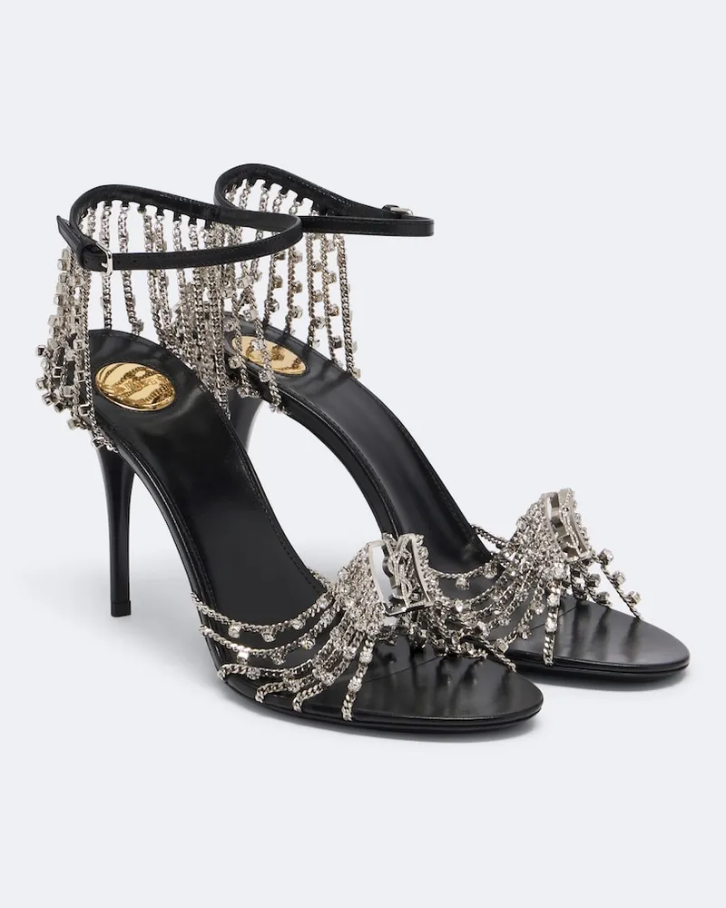 Saint Laurent Sandali Babylone in pelle Argento