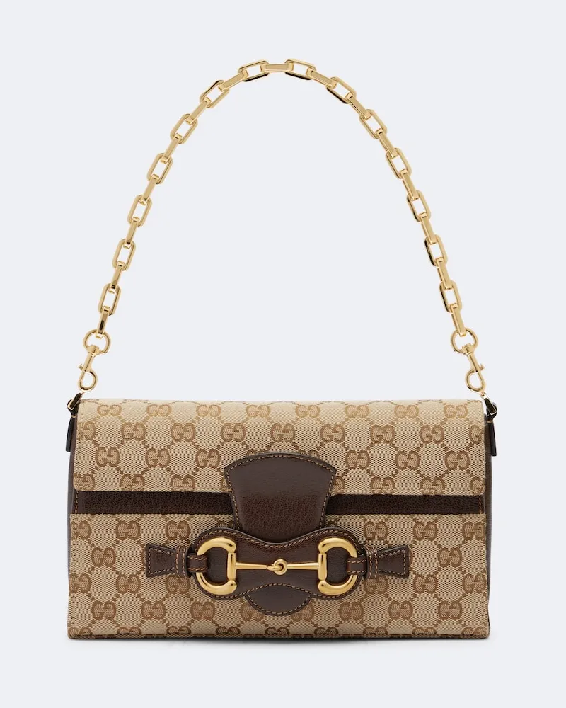 Gucci Borsa a spalla Ristretto Horsebit Medium Beige