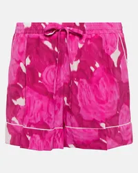 Valentino Garavani Shorts in seta con stampa Rosa