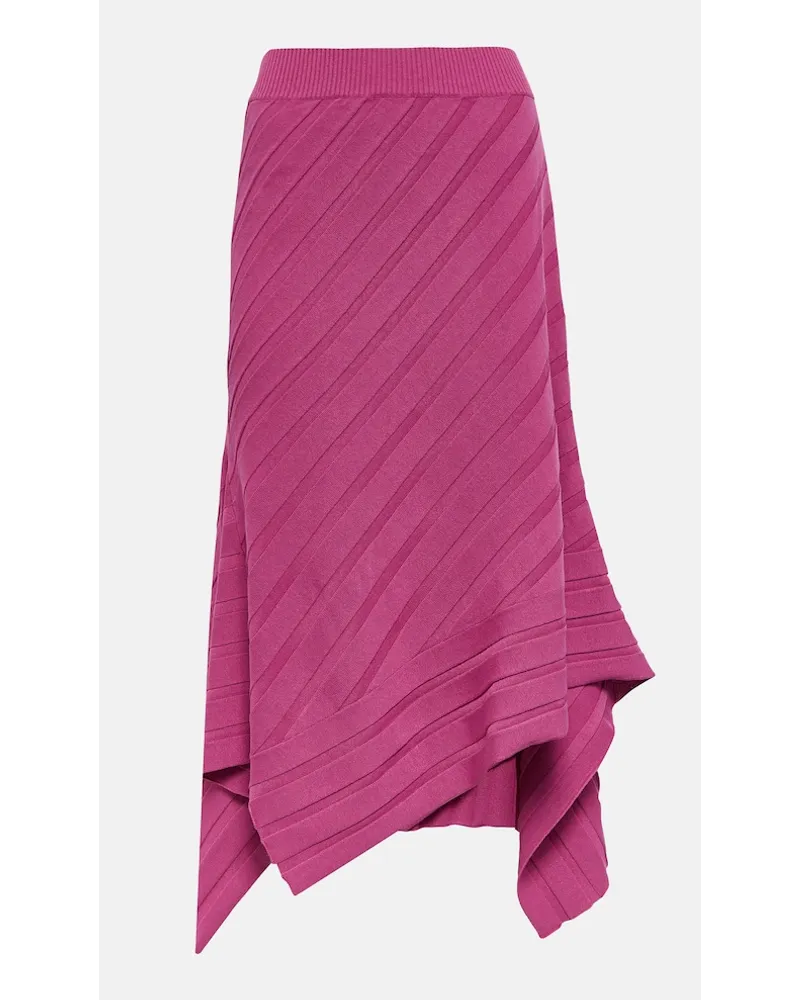 Stella McCartney Gonna midi asimmetrica in maglia a coste Beige